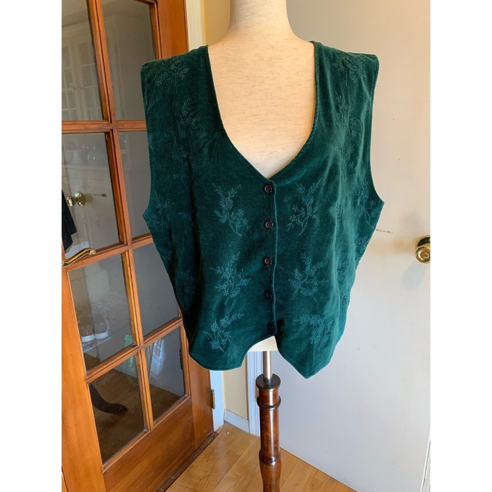 Vintage Velvet Green Embroidered Vest